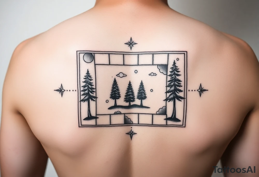 inspiration: my childhood home had an arrangement of tiles in the formation of golden ratio. use this to create a tattoo for me with NO COLOURS using the idea of tiles and golden ratio. placement on upper outer arm or top of bicep so not too big. give me a range of ideas (including some without using tiles, and just the golden ratio). I want to symbolise how nature is made from golden ratio. also give ideas including trees as my garden had this arrangement surrounded by trees. the golden ratio was in a rectangular form. also show me ideas of tattoos placed on bicep not on the back tattoo idea