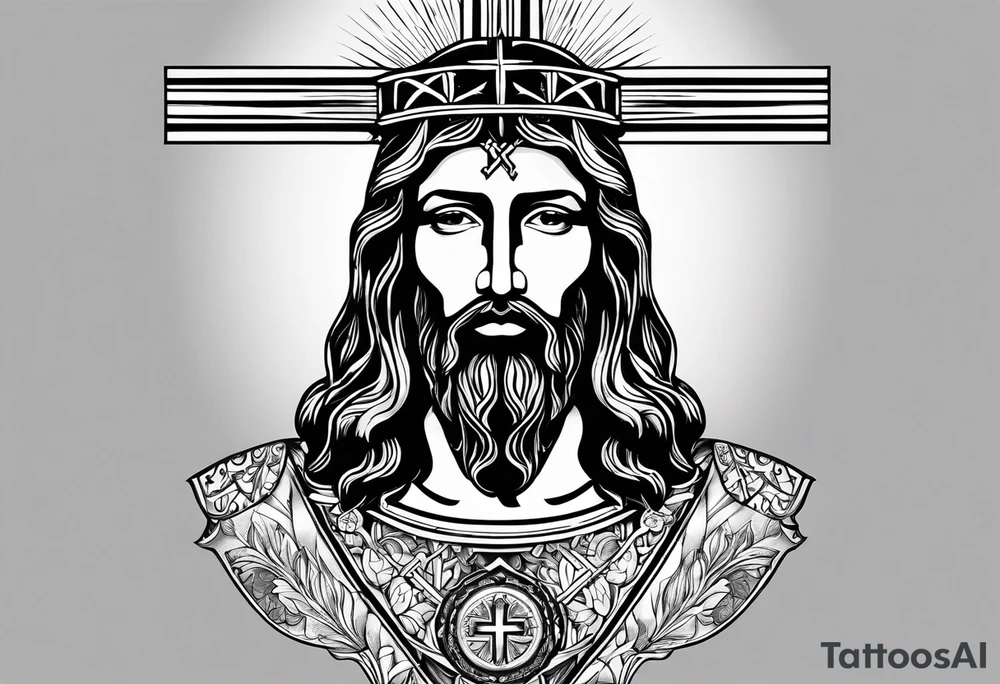 jesus olhando pra cima na cruz tattoo idea