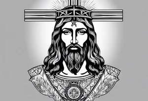 jesus olhando pra cima na cruz tattoo idea