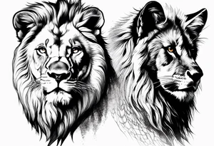 lion, fox, side by side tattoo idea