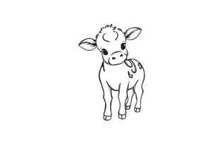 cute black and white baby cow tattoo idea