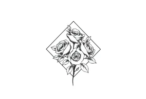 Small Roses filing the inside of an elongated diamond shape tattoo idea