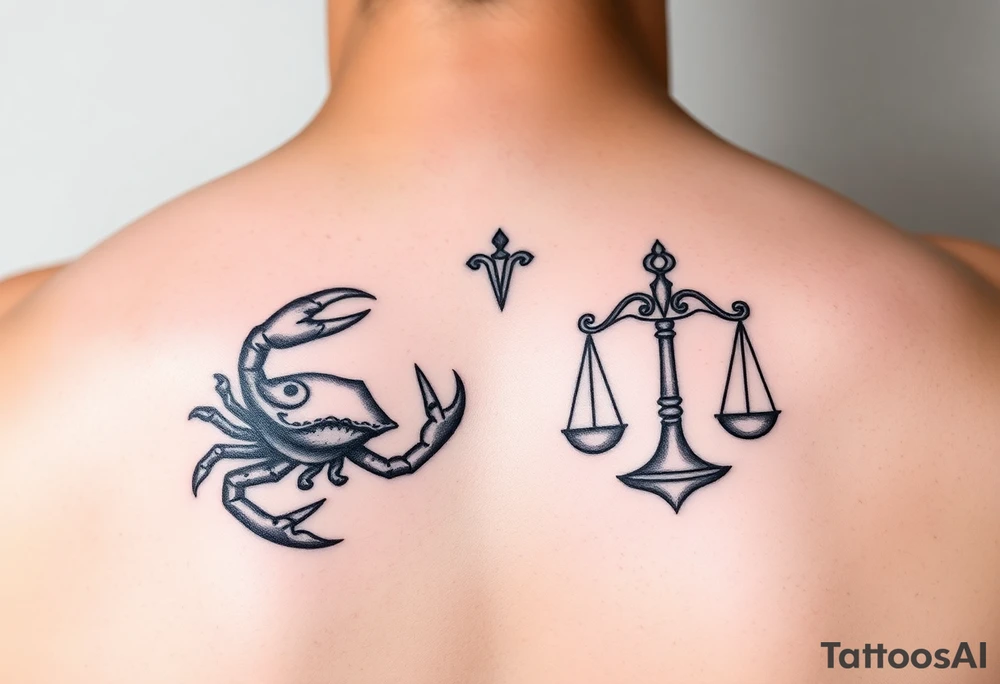 Cancer and libra zodiac signs love tattoo idea