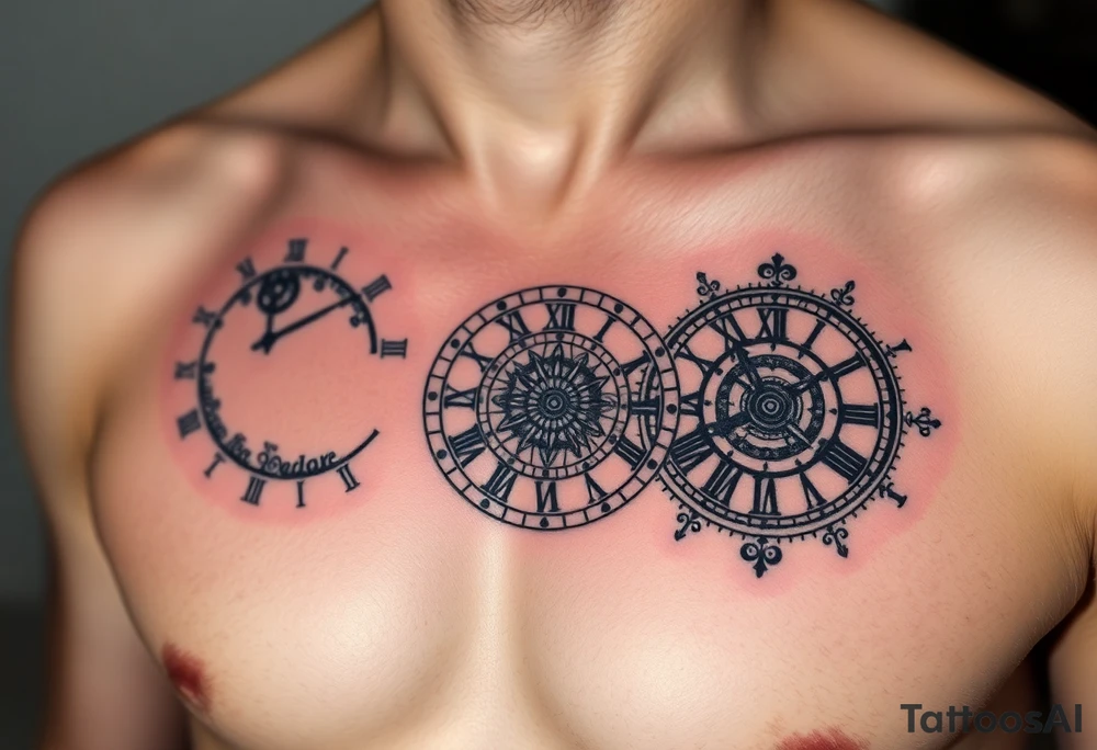 vintage roman numerals within ornate clockwork mechanism tattoo idea