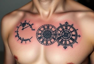 vintage roman numerals within ornate clockwork mechanism tattoo idea