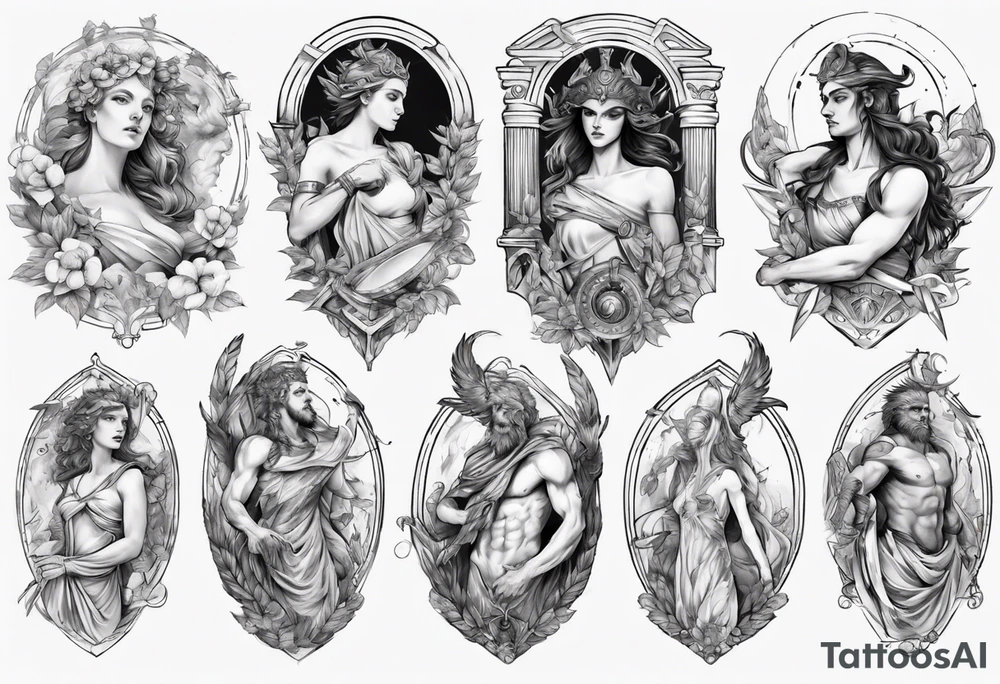 Greek Mythology upper sleeve tattoo idea