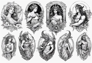 Greek Mythology upper sleeve tattoo idea