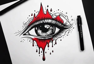 Bleeding tear flows to down from eye sleeve tattoo design tattoo idea