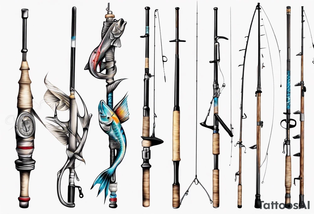 Crossed fishing poles tattoo idea