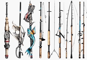 Crossed fishing poles tattoo idea