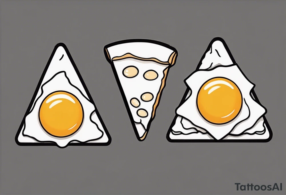 Pair fried eggs tattoo, where for the girl a small slice like a pizza triangular and for the guy the rest of the fried eggs tattoo idea