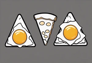 Pair fried eggs tattoo, where for the girl a small slice like a pizza triangular and for the guy the rest of the fried eggs tattoo idea