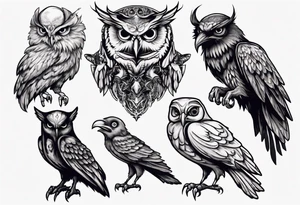 The demon Stolas in his owl and raven form tattoo idea