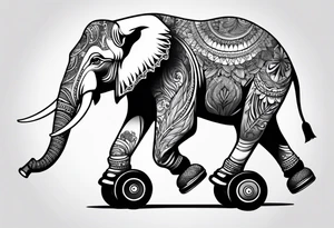 Elephant with roller skates tattoo idea