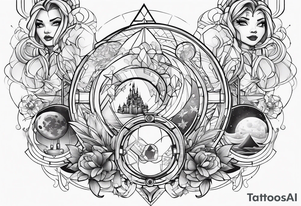 futuristic disney characters tattoo idea
