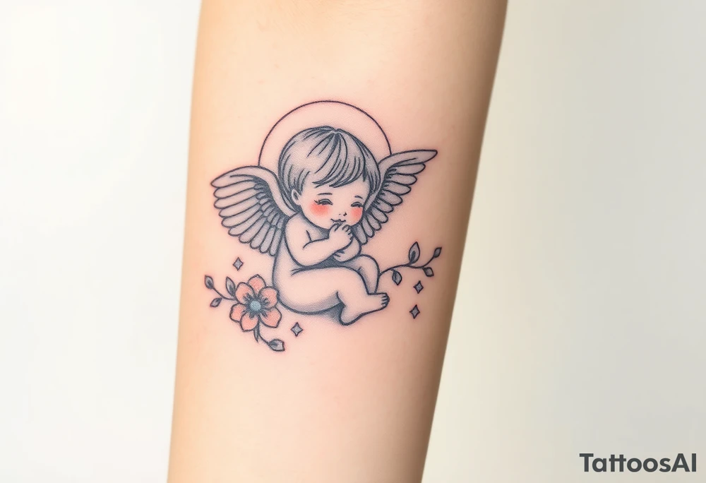 Honouring an angel baby and rainbow baby tattoo idea