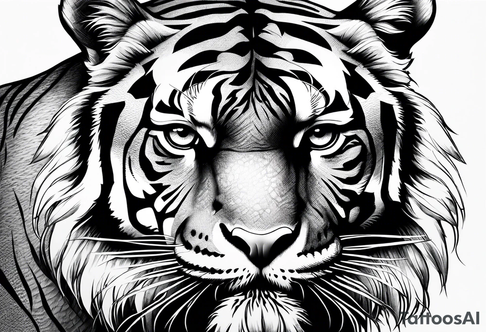 Tiger with owl eyes tattoo idea