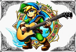Link from Zelda as a metal guitar player tattoo idea
