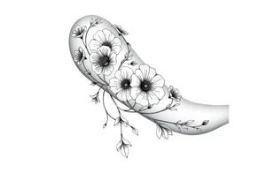 Art nouveau style flowering cosmic morning glory vine tattoo idea