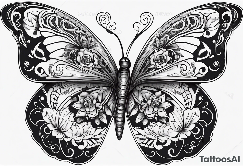 butterfly day of the dead tattoo idea