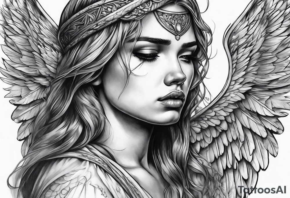 crying broken angel tattoo idea