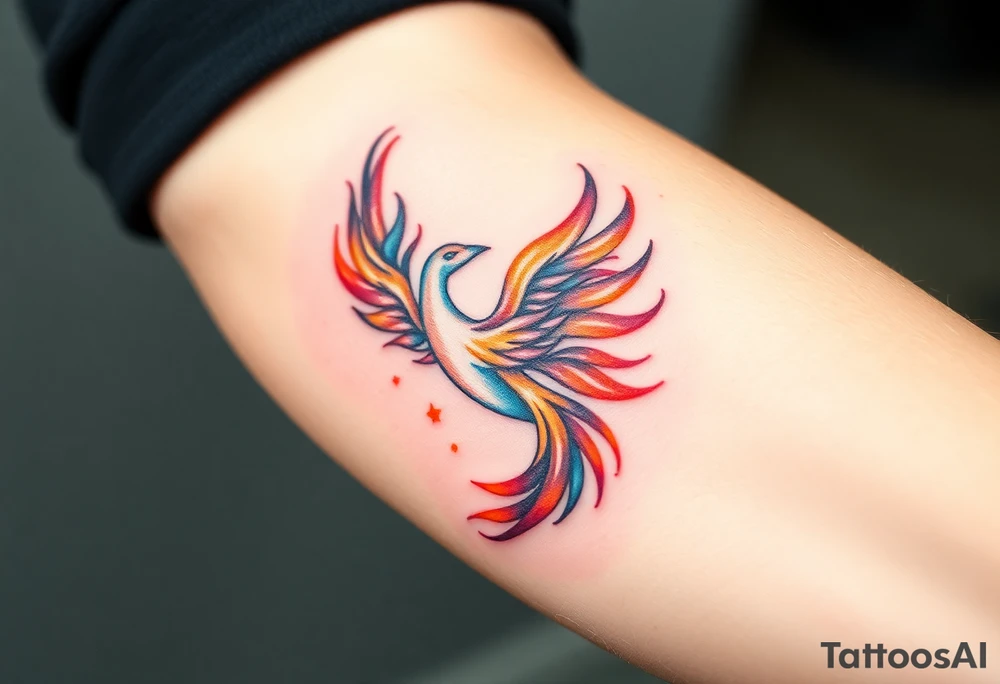 Phoenix with blazing flames tattoo idea