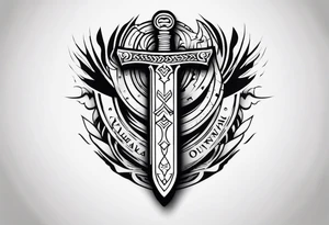 Valhalla sheild sword stairs tattoo idea