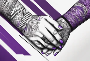 lines around wrist, abstract, black and purple, covered from wrist to forearm, fully covered, no borders, blackwork, no people tattoo idea