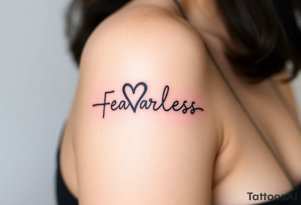 A heartbeat line transitioning into the word "Fearless," symbolizing overcoming fear tattoo idea