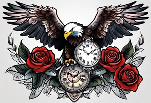 eagle, rose, clock , love tattoo idea