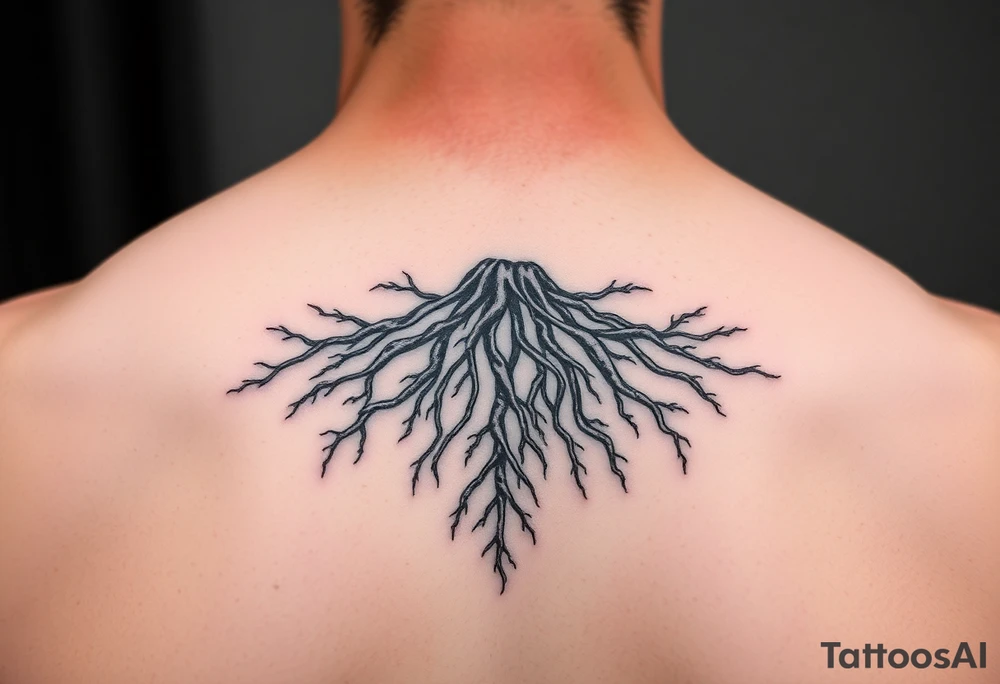 Minimal never seen before lighting and roots on your arm tattoo idea