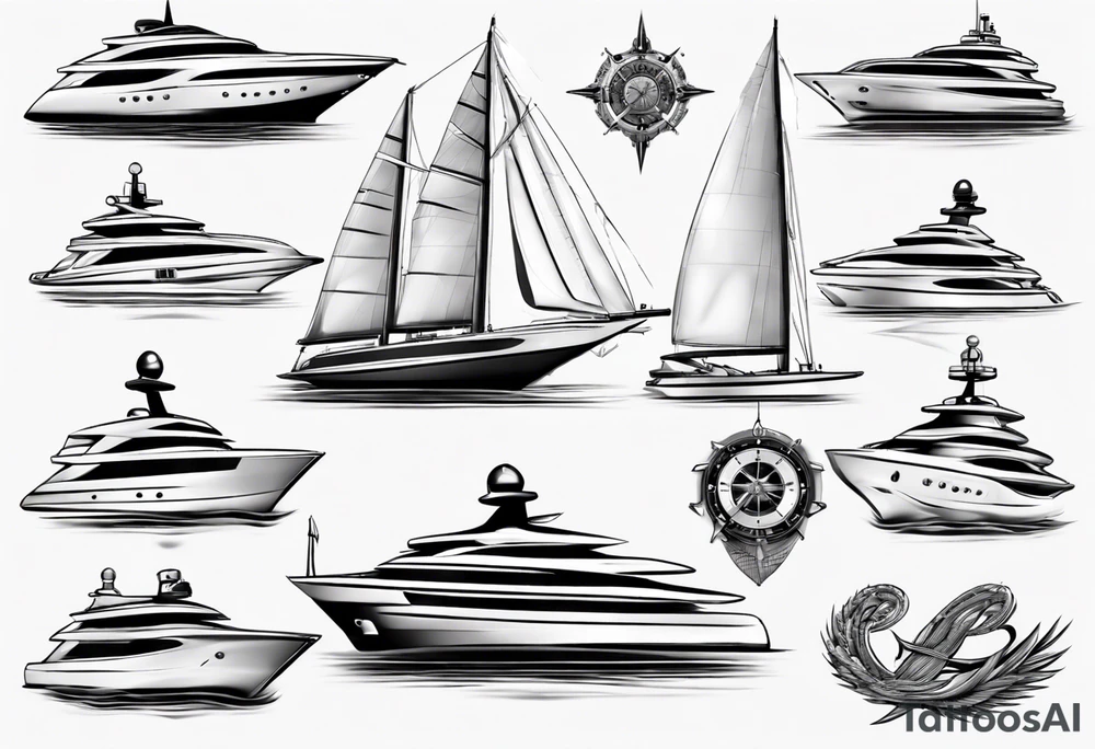luxury yacht tattoo idea