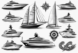 luxury yacht tattoo idea