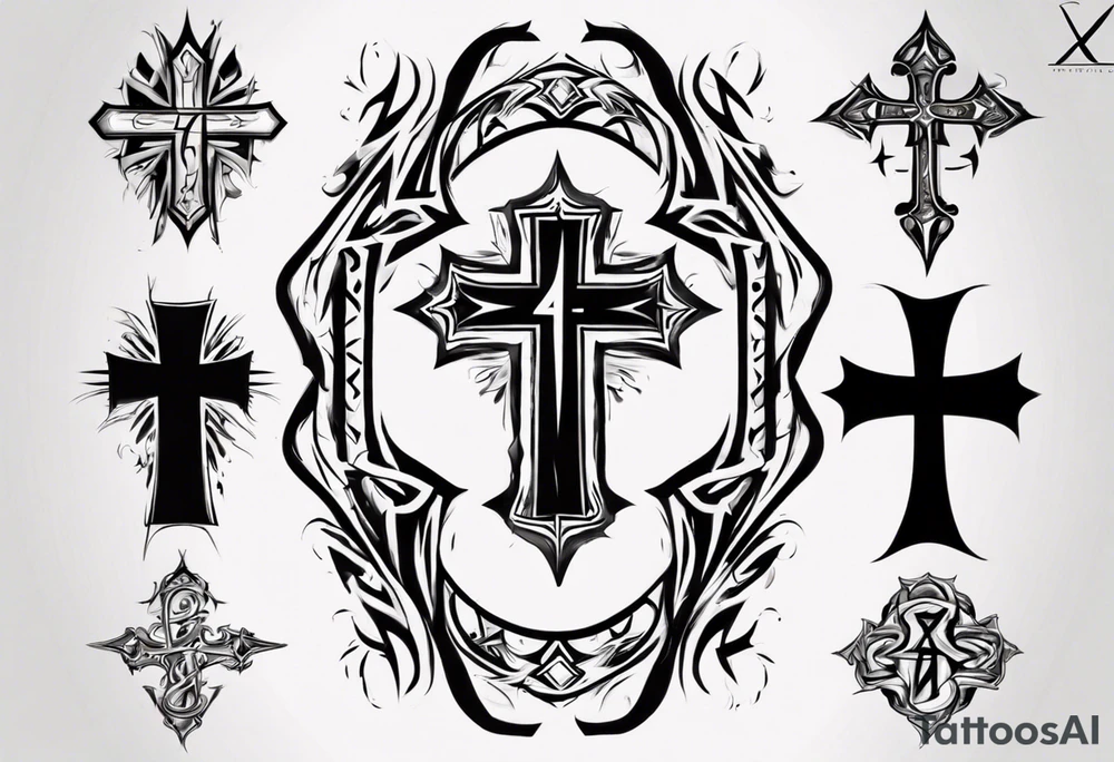 Cross with the number 4 tattoo idea