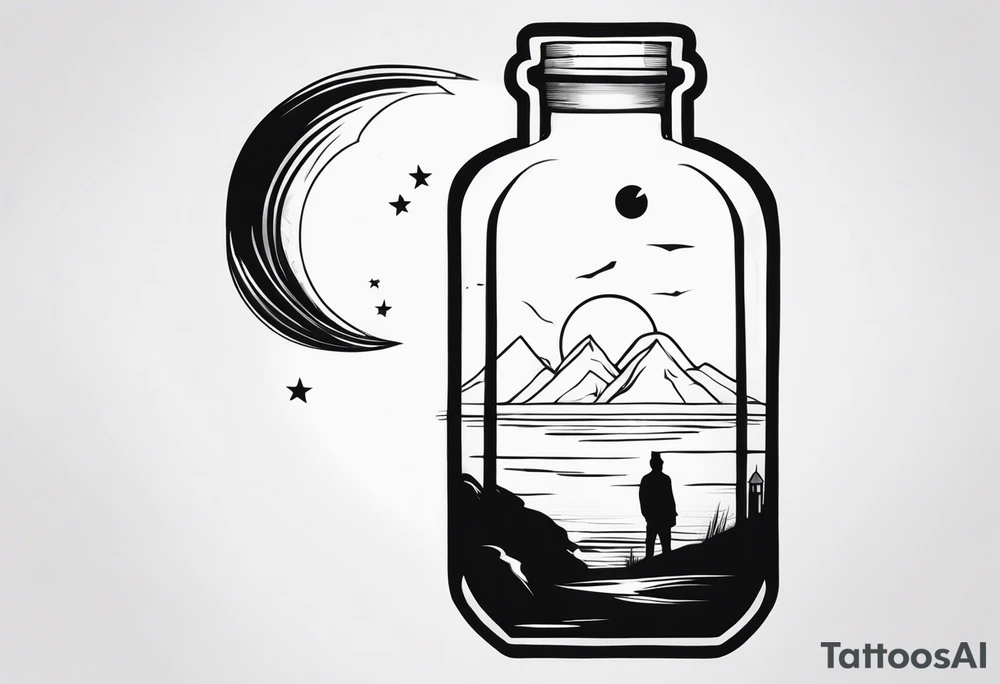 MAN IN BOTTLE tattoo idea