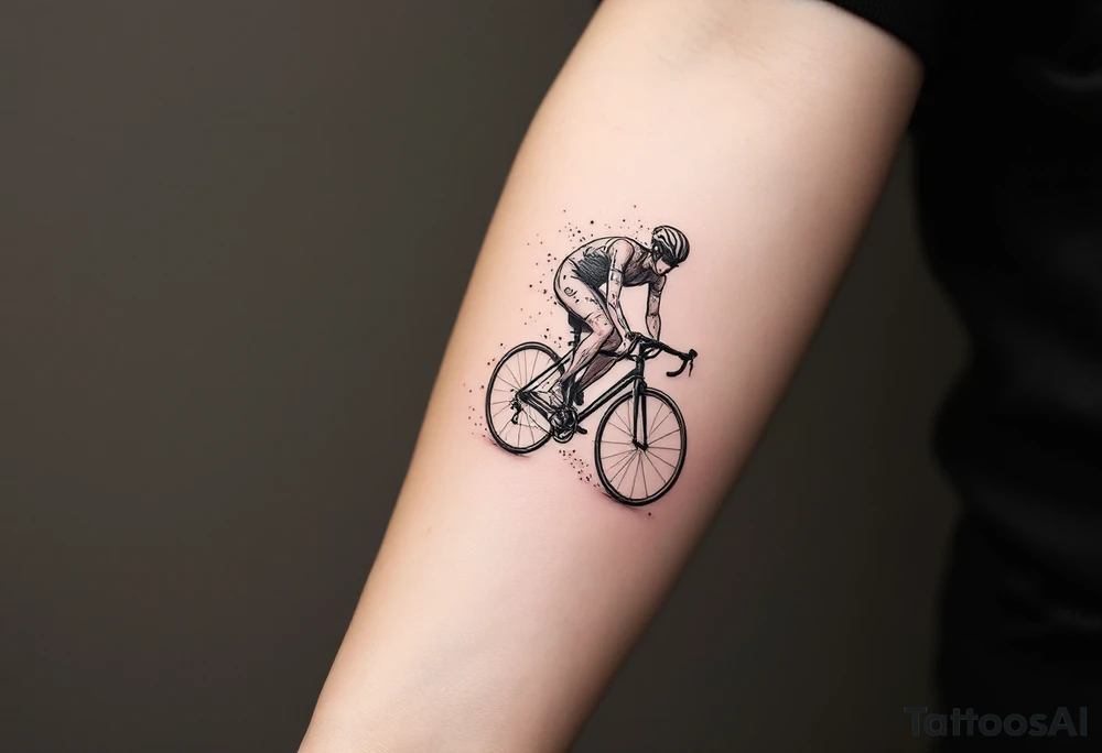 dynamic race cyclist tattoo idea