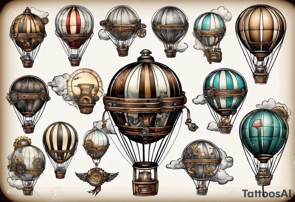 steampunk hot air balloon tattoo idea
