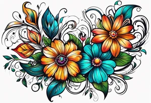 Paisley wild flowers tattoo idea