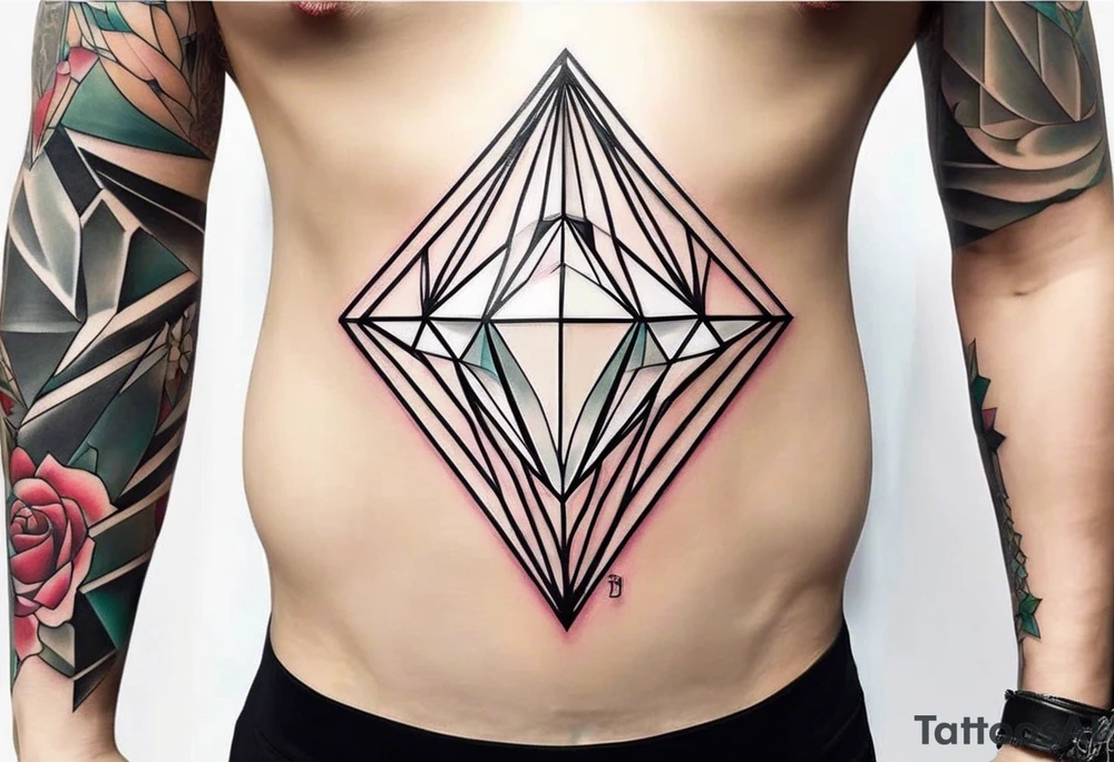 simple line tattoo of geometric dimond tattoo idea