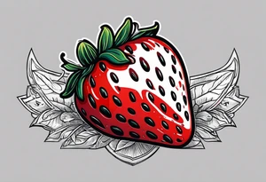 lonely strawberry wrapped in memorial banner saying Pops tattoo idea