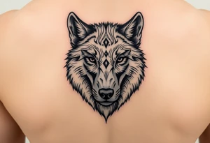A solitary yet sublime and noble wolf and its progeny. the face tattoo idea