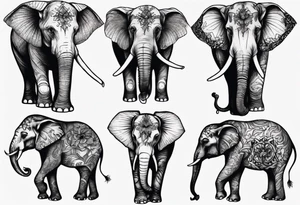 4 elephants family tattoo idea