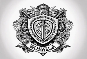 Valhalla sword  fire chains shield tattoo idea