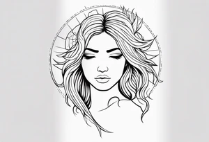 a sun with hair tattoo idea