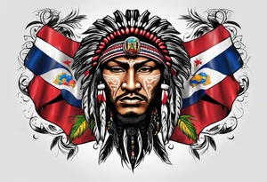 Taino holding U.S. Virgin Islands and Trinidad flags. tattoo idea