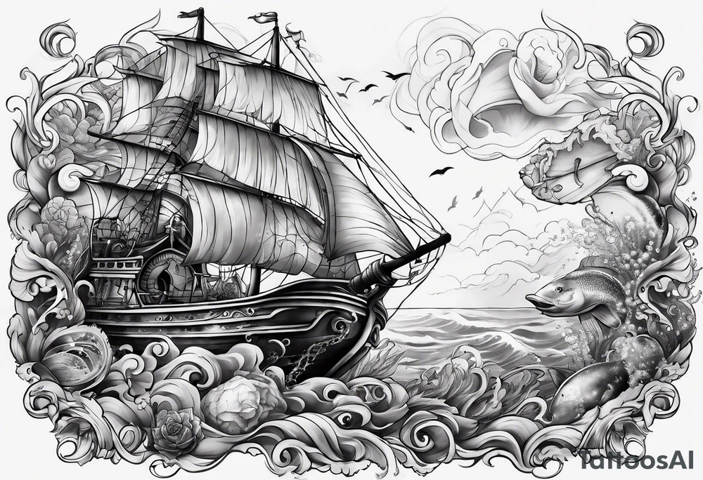 underwater treasure tattoo idea