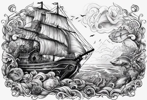 underwater treasure tattoo idea