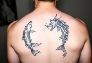 Koi fish and dragon tattoo idea