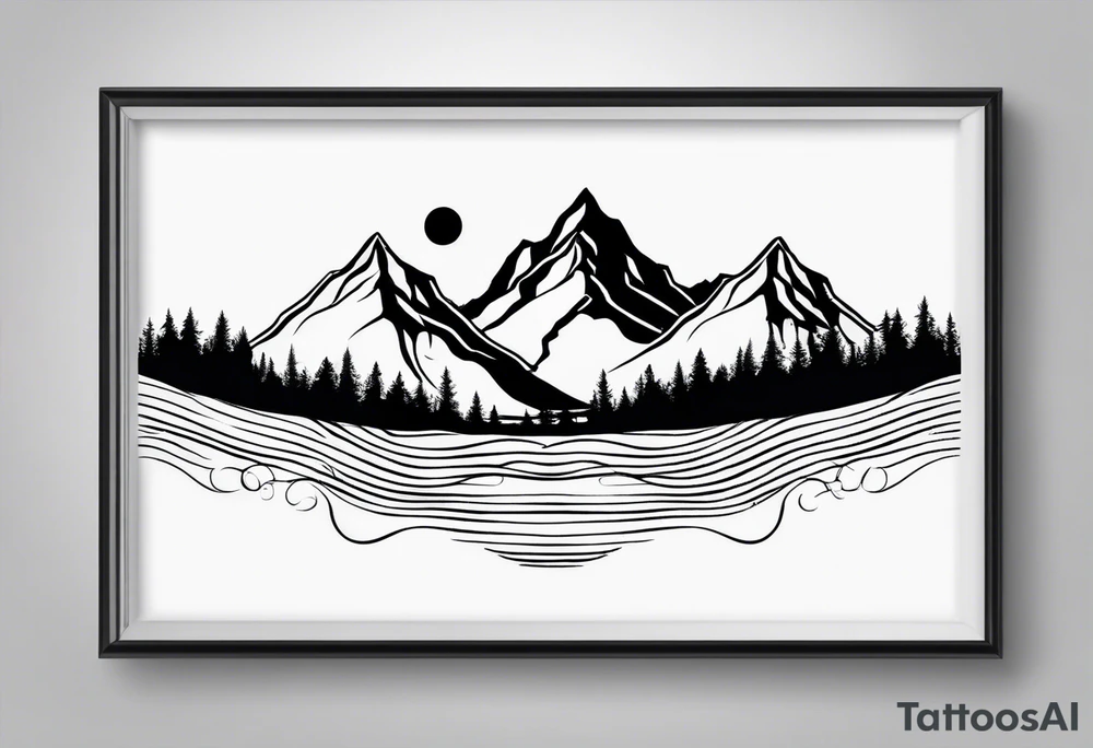 Mountain range silhouette chic tattoo idea