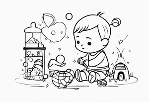 child playing with toys tattoo idea